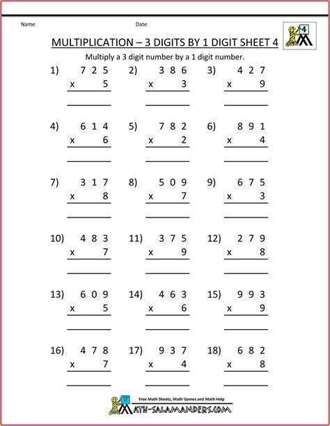 year 4 column multiplication.